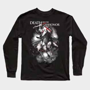 Crusader Knight Templar Cavalry Cross Death Before Dishonor Long Sleeve T-Shirt